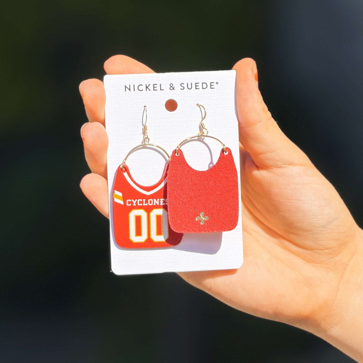 Cyclones Cardinal Football Jersey Gold Earrings